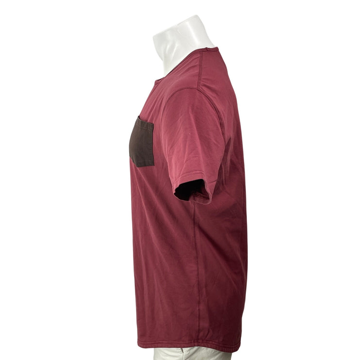 BYLT Basics Men's Red Maroon Short Sleeves Pocket Drop Cut Tee T-shirt Top Sz M