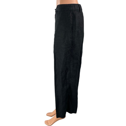J.Jill Love Linen 100% Linen Black High Rise Baggy Wide Leg Trouser Pants Sz L