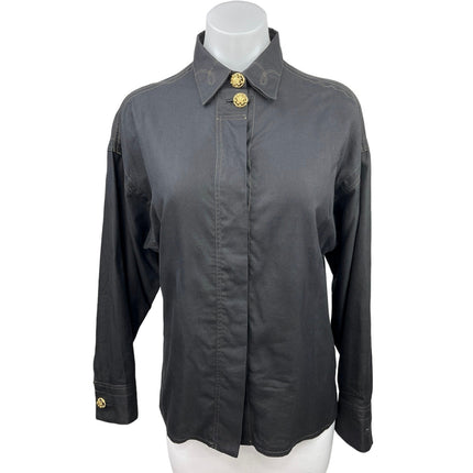Versace Black Gold Long Sleeve Western Cowboy Button Down Shirt Top Si Brie Versace Black Gold Long Sleeve Western Cowboy Button Down Shirt Top Si Brie