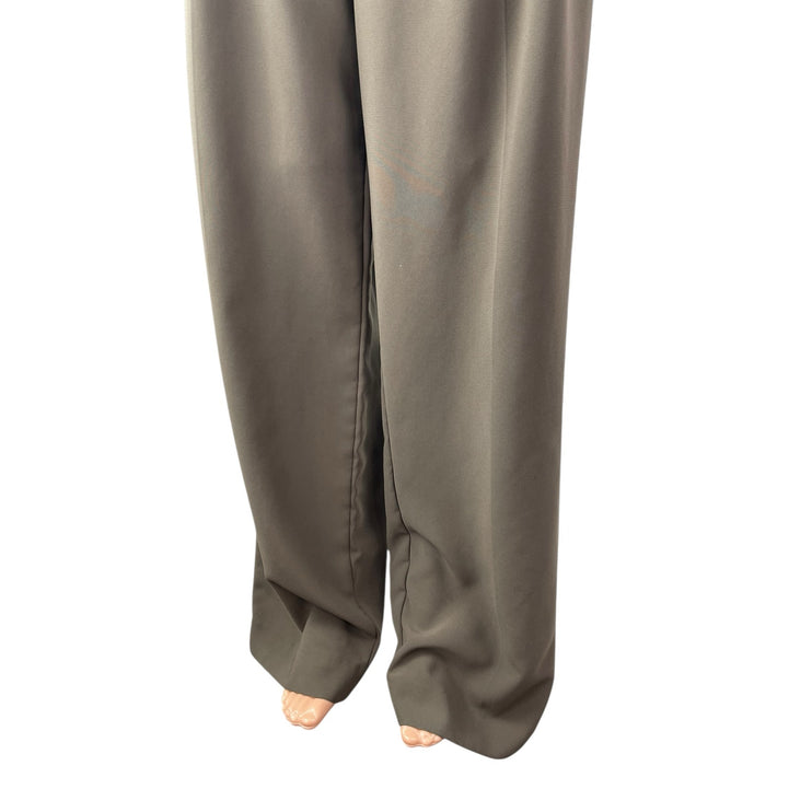 Zara Women's Gray Pleated High Rise Palazzo Wide Leg Trousers Dress Pants Sz L