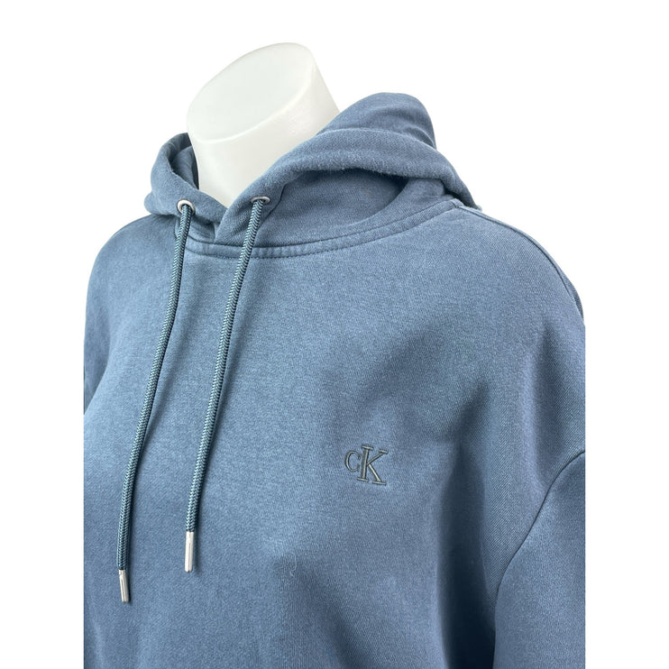 Calvin Klein Jeans Womens Blue Fleece Hoodie Hooded Pocket Sweatshirt Top Size L