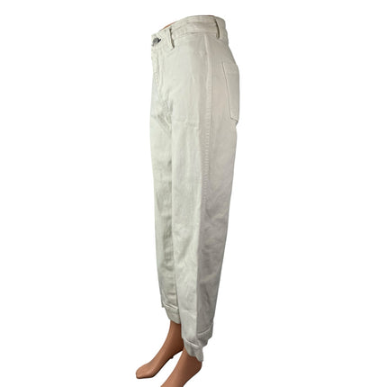 Amo Audrey Women's White Palazzo Utility Baggy Wide Leg Denim Jeans Pants Sz 26