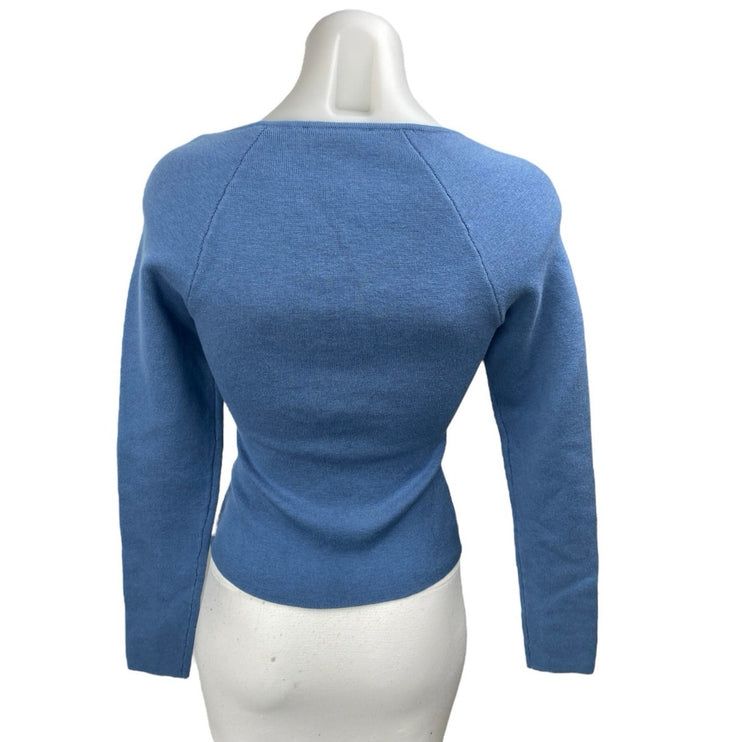 Abercrombie & Fitch Blue Ribbed Knit Long Sleeve Bustier Sweater Top Size S