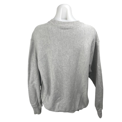 Champion Reverse Weave Gray Pink Logo Spellout Long Sleeve Sweatshirt Top Size L