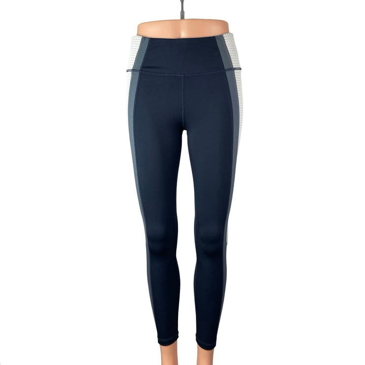 Athleta Women's Blue Colorblock Mid Rise Yoga Workout Athletic Leggings Pants S