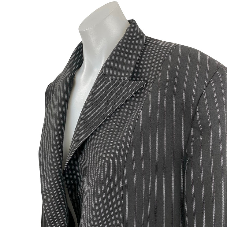 Bandolera Women's Black Long Sleeve Pinstriped Peak Lapel Blazer Coat Jacket 16