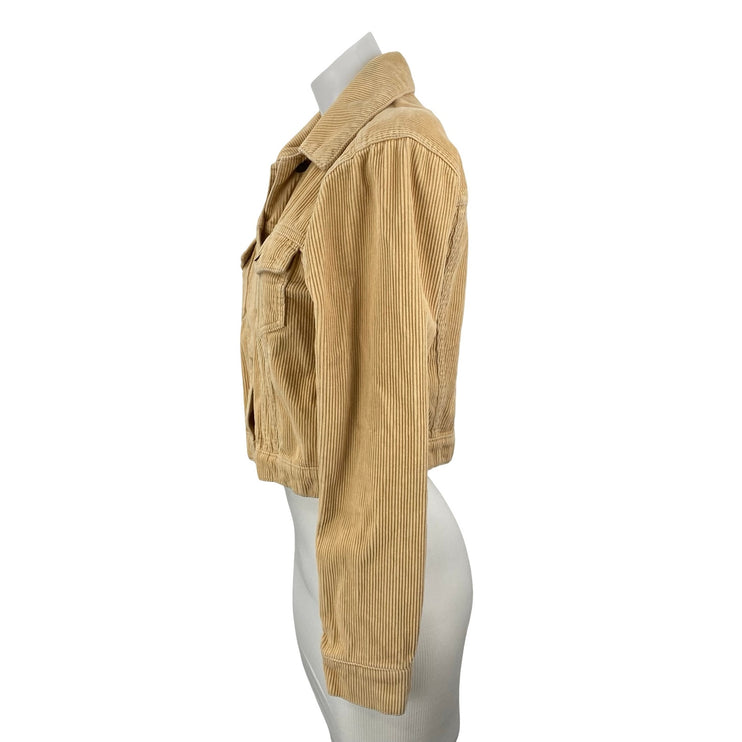 Hollister Women's Tan Corduroy Long Sleeve Button Up Trucker Shirt Jacket Size S