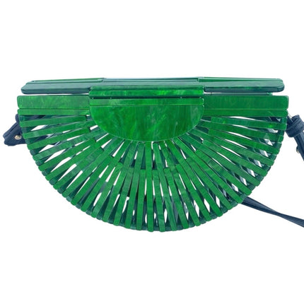 Women's Green Half Moon Crescent Hollow Clutch Purse Beach Crossbody Handbag