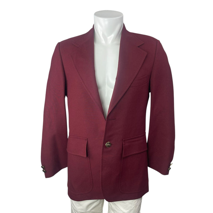 Elegantissimo Men's Red Wool Pocket Slit Long Sleeve Blazer Sport Suit Jacket M