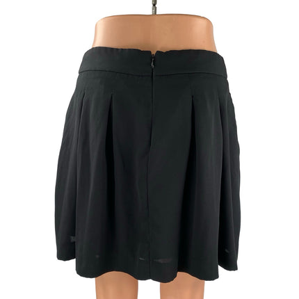 Banana Republic Womens Black Pleated High Rise Mini Skater Flare A-Line Skirt 4P