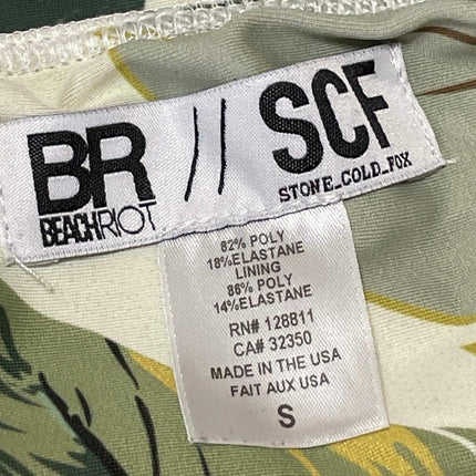 Beach Riot x Stone Cold Fox Green Leaf High Waist Bikini Bottom Swimwear Size S69.