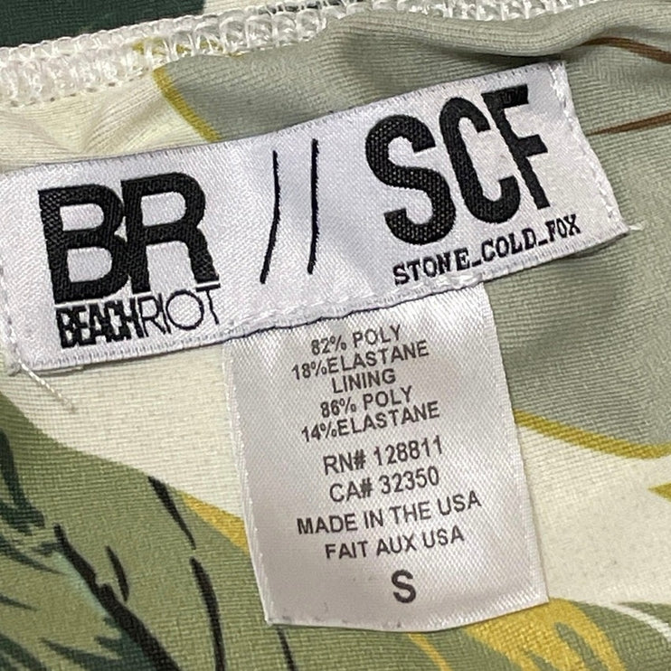 Beach Riot x Stone Cold Fox Green Leaf High Waist Bikini Bottom Swimwear Size S69.