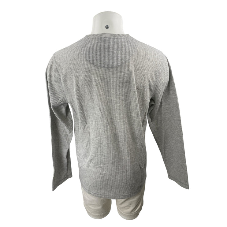 Eddie Bauer Men's Gray Heather Long Sleeve Crew Neck Waffle Knit Thermal Tee L