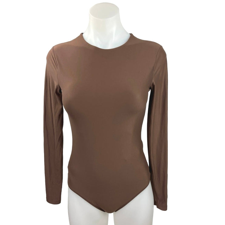 Abercrombie & Fitch Women Brown Crew Neck Long Sleeve One Piece Bodysuit Top S