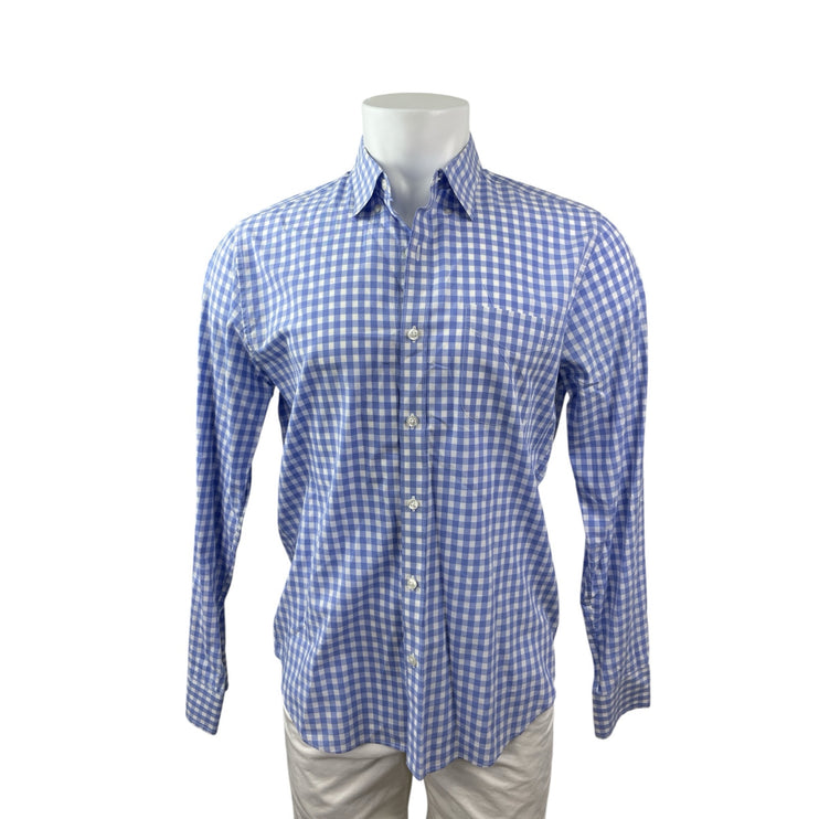 Bonobos Men's Blue Gingham Check Pocket Long Sleeve Button Down Shirt Top Size M