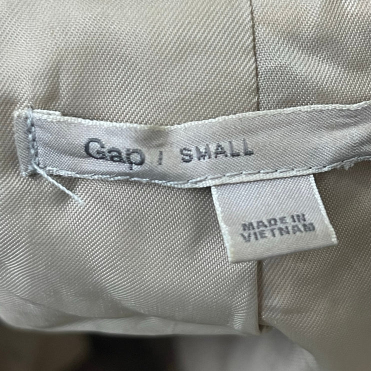 GAP Beige Long Sleeve Mock Neck Belted Double Breasted Trench Coat Jacket Size S