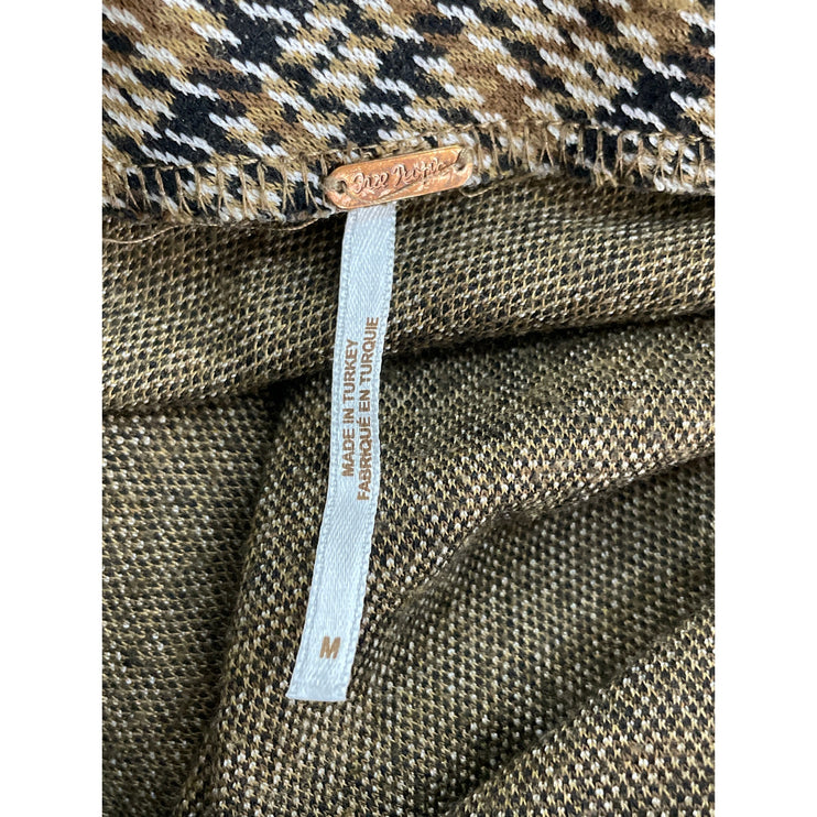 Free People Women's Multicolor Plaid Check High Rise Mini Flare A-Line Skirt M