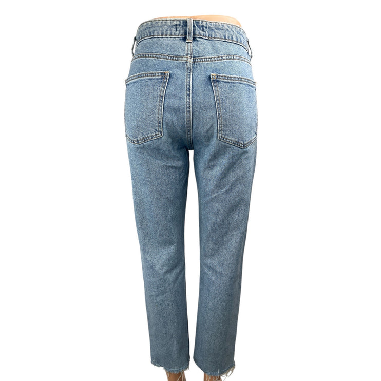 Denim & Co. Women's Blue Mid Rise Frayed Raw Hem Skinny Denim Jeans Pants Size 6