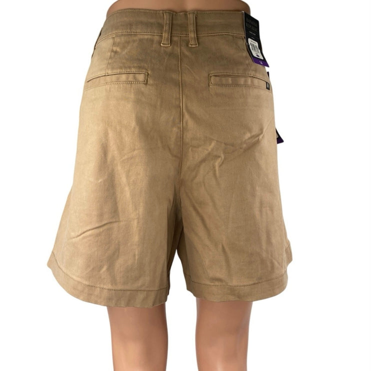 NEW Banana Republic Tan Khaki High Waisted Wide Leg Mini Casual Shorts Size 14