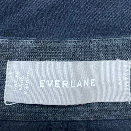 Everlane Women's Black Mid Rise Zip Slim Cotton Skinny Trousers Pants Size 2