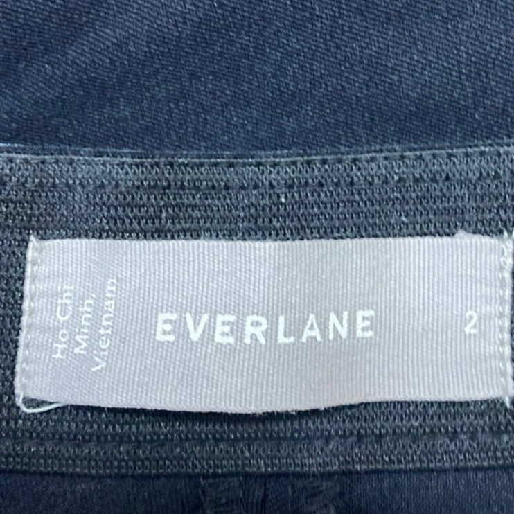 Everlane Women's Black Mid Rise Zip Slim Cotton Skinny Trousers Pants Size 2