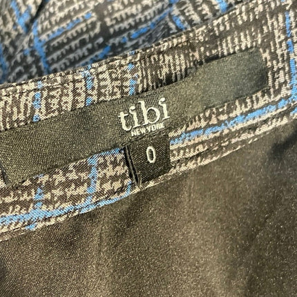 Tibi New York Women's Blue Gray Plaid Checkered Flowy Midi A-Line Skirt Size 0