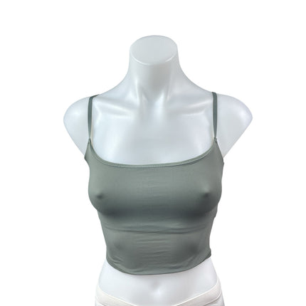 Skims Women's Gray Sleeveless Scoop Neck Knit Cami Camisole Tank Crop Top Sz S