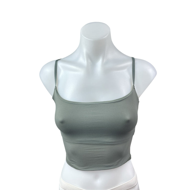 Skims Women's Gray Sleeveless Scoop Neck Knit Cami Camisole Tank Crop Top Sz S