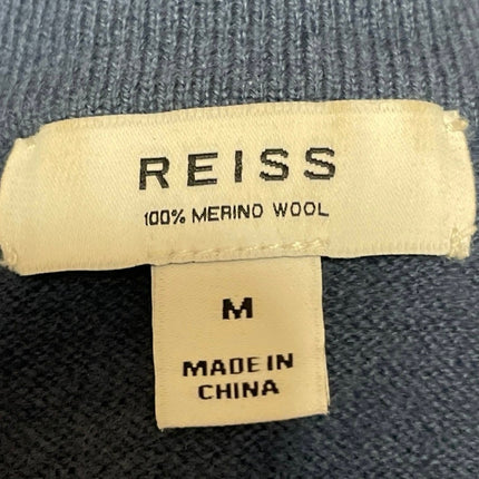 Reiss Men's Blue Long Sleeve Collared Polo Knit Sweatshirt Sweater Top Size M