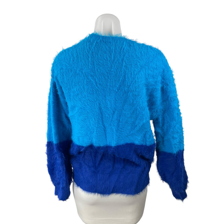One Teaspoon Fluffy Women's Blue Colorblock Crew Neck Long Sleeve Sweater Top XS