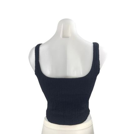 Vintage Compagnia Italiana Black Ribbed Sleeveless Cami Tank Crop Top Size S