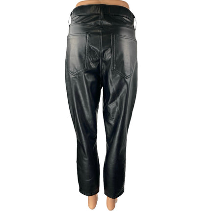 Abercrombie & Fitch The Shiny Women's Black Faux Leather Vegan Trousers Pants 32