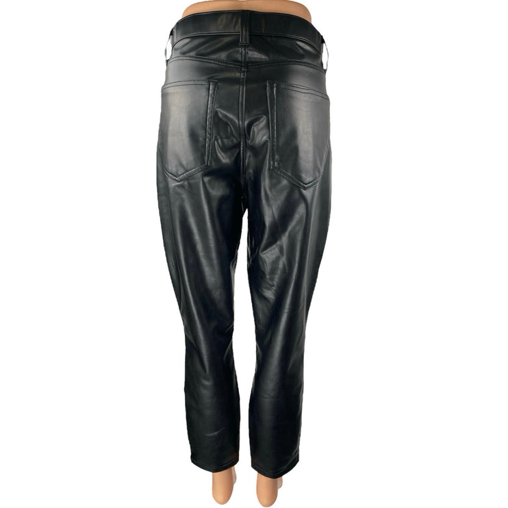 Abercrombie & Fitch The Shiny Women's Black Faux Leather Vegan Trousers Pants 32