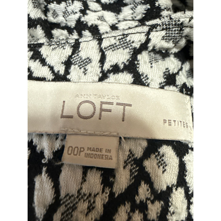 Ann Taylor LOFT Black White Sleeveless Pleated Fit & Flare Mini Dress Size 00