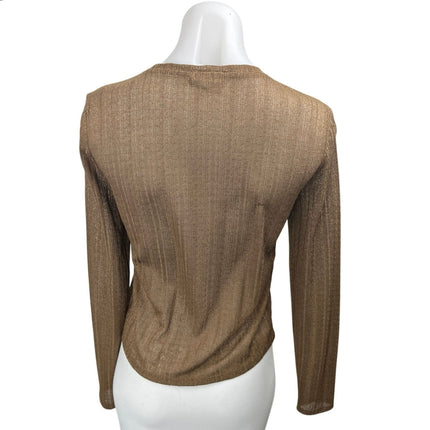 Reformation Women's Brown Knit Long Sleeve Crew Neck Shirt Sweater Top Size M