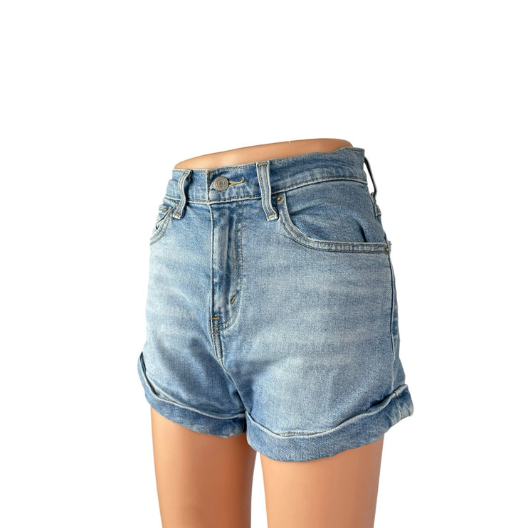 Levi's Women's Blue Cuffed High Waisted Medium Wash Denim Jean Shorts Size 26