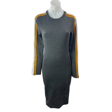 Zara Trafaluc Women's Gray Striped Long Sleeve Knit T Shirt Midi Dress Size S