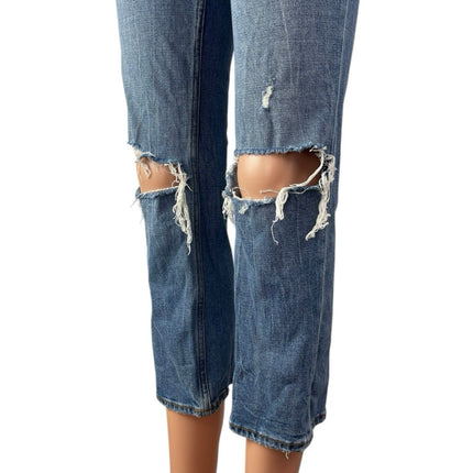Abercrombie & Fitch The Ankle Straight High Rise Distressed Denim Jeans Size 24
