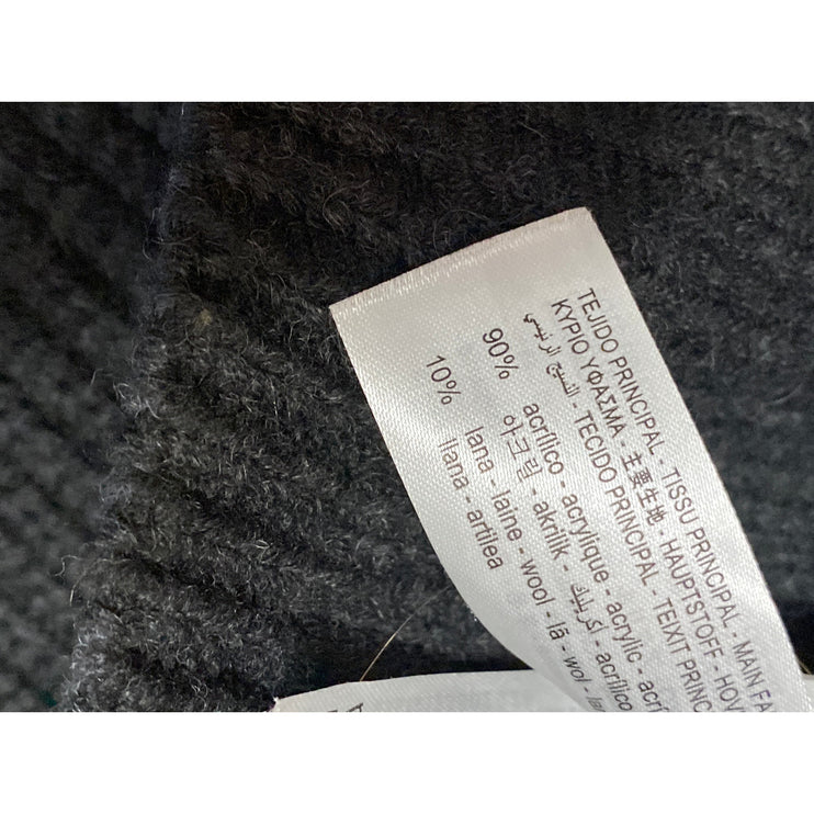 Zara Womens Black Wool Ribbed Knit Square Neck Long Sleeve Cropped Sweater Top S