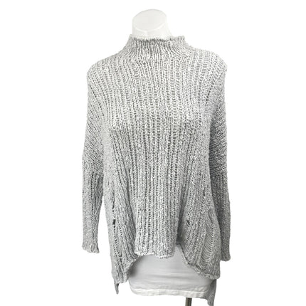 Free People Gray Open Knit Long Sleeve High Low Mock Neck Sweater Top Size XS
