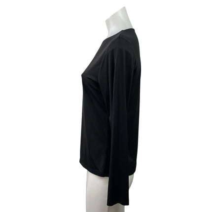 Tahari Women's Black Round Neck Basic Knit Long Sleeve T Shirt Tee Top Size L