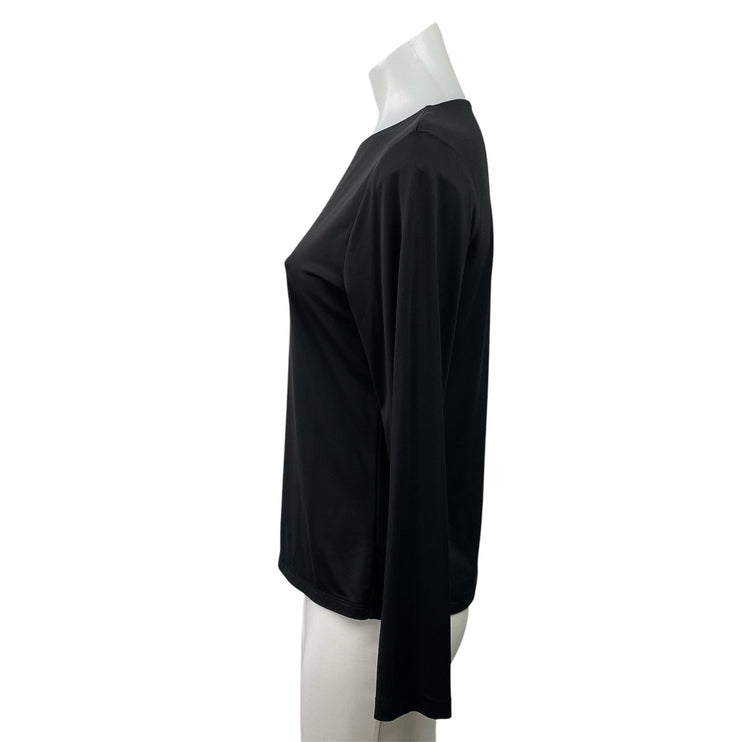Tahari Women's Black Round Neck Basic Knit Long Sleeve T Shirt Tee Top Size L