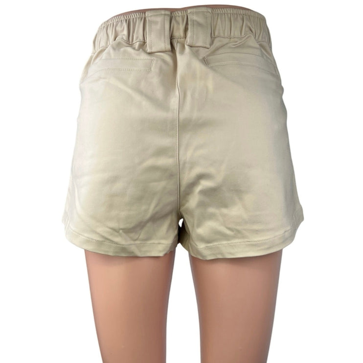 Salty Women's Beige High Waist Buckle Stretch Outdoor Hiking Cargo Shorts Size S