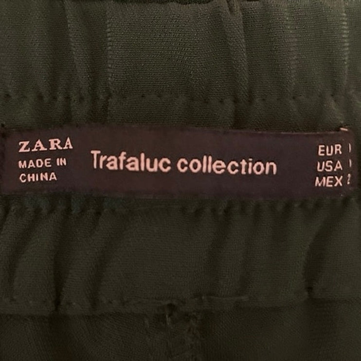 Zara Trafaluc Green Side Striped Elastic Waist Drawstring Sweatpants Jogger Sz M