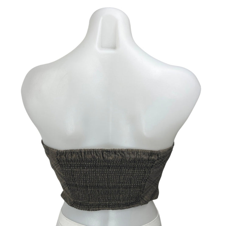 Free People Multicolor Plaid Sleeveless Strapless Bandeau Tube Crop Top Size 6