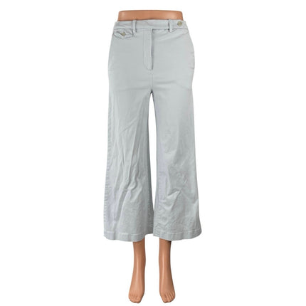 Theory Women's Light Blue High Rise Cotton Wide Leg Baggy Trousers Pants Size 0