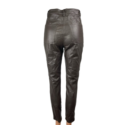 Aritzia Wilfred The Melina Black Faux Leather High Rise Skinny Trouser Pants 4