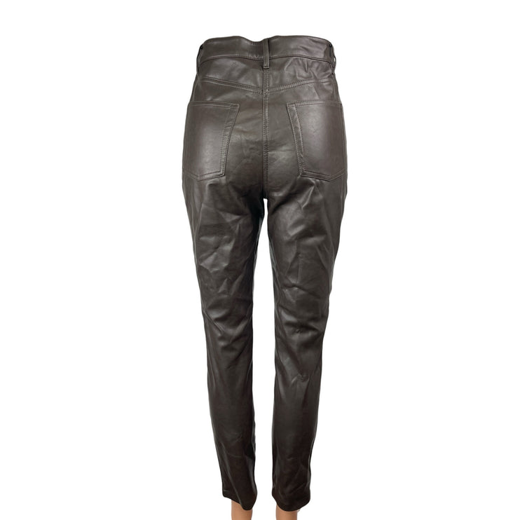 Aritzia Wilfred The Melina Black Faux Leather High Rise Skinny Trouser Pants 4