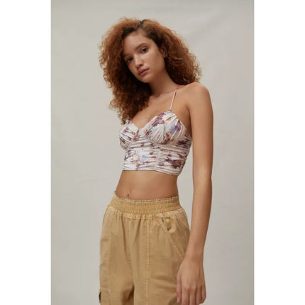 Urban Outfitters Multicolor Floral Girl Crush Ruched Camisole Tank Crop Top L