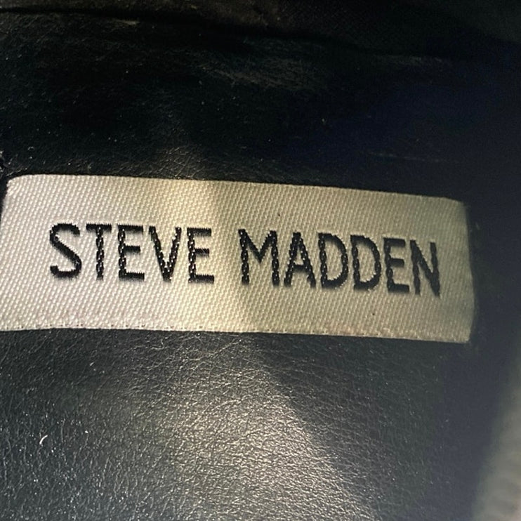 Steve Madden Kreo Women's Black Leather Platform Block Heel Tall Boots Size 9M